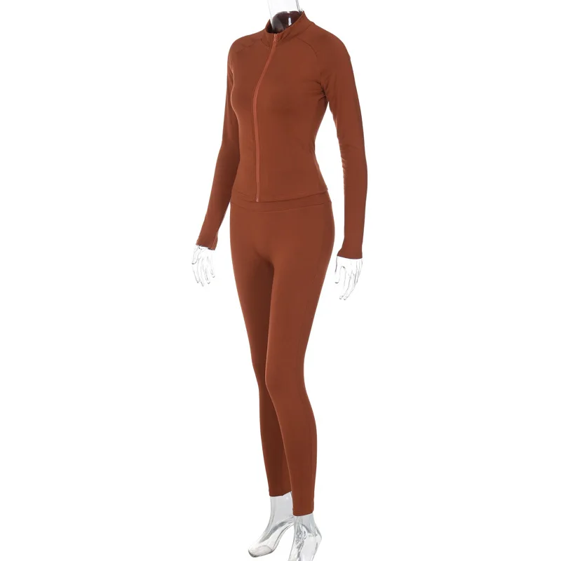 Fs8365a New Trending Clothing Women Solid Color Tracksuits Yoga Sets ...