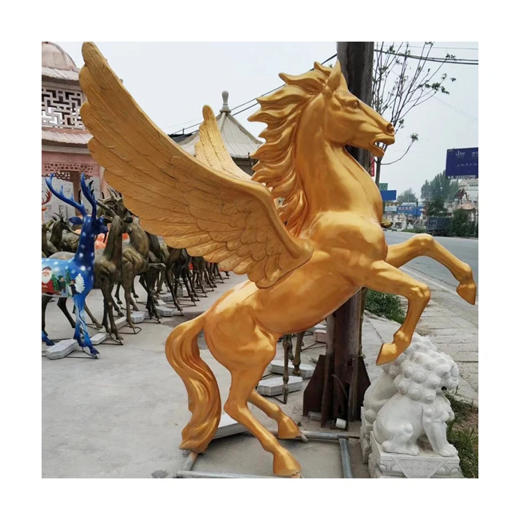 Outdoor decorative real size polyresin horse statue resin fiberglass pegasus statue sculpture prices