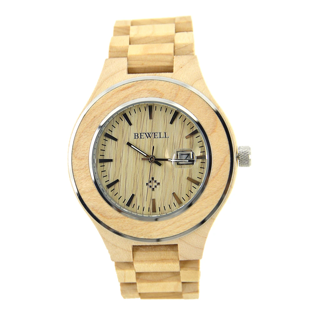 Bewell Customizable OEM Wood Watch Couple Quartz Wrist Watches Men