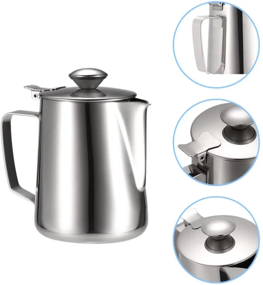 Classical 1000ml/2000ml Stainless Steel Milk Frothing Jug With Lid