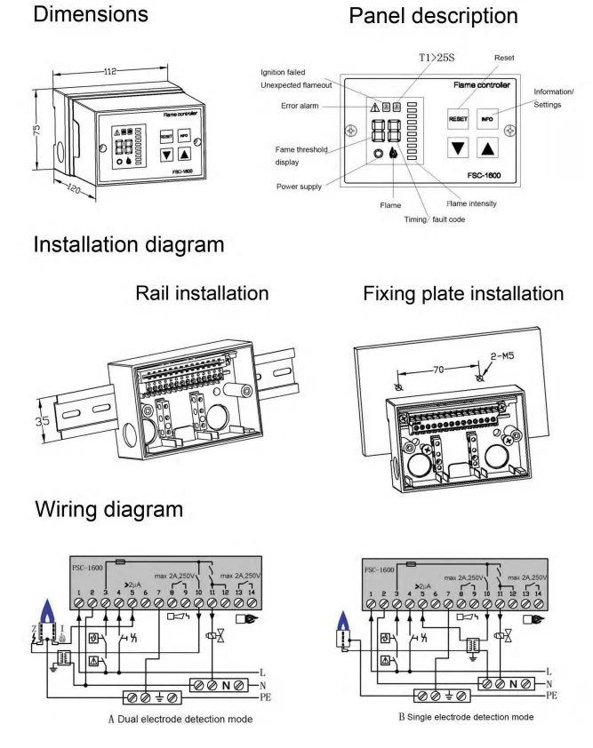 product fsc 1600 industrial gas burner temperature control box electronic flame program sequence thermostat controller-6