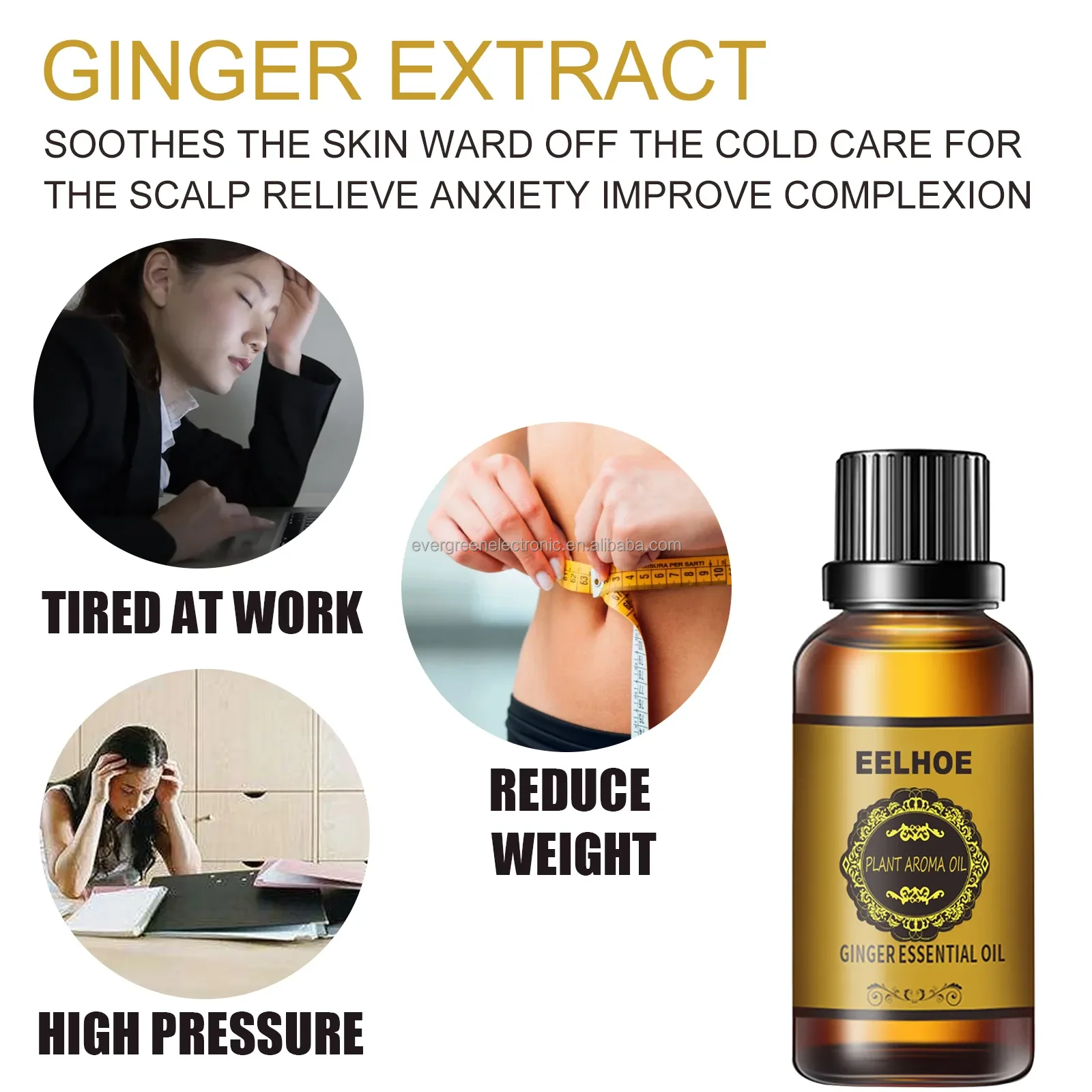 10/30 ml pure ginger essential oil slimming ginger belly drainage oil for fat weight loss