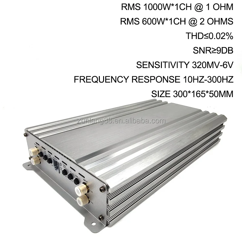 Factory Oem Aluminium Heatsink Rms 1000w 1 Ohm Car Bass Amplifier Peak