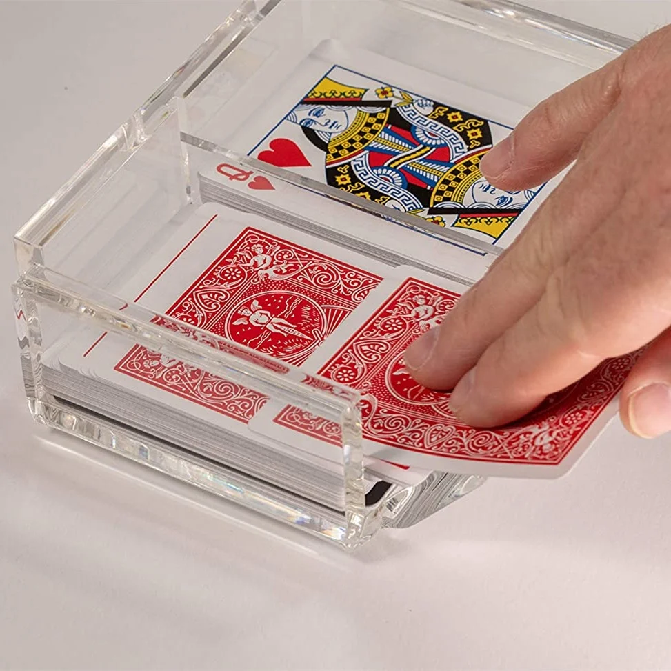 Acrylic Canasta Card Holder Tray With 2 Decks Of Playing Cards ...