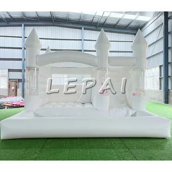 Hot sale white bounce house combo commercial dry and wet jumping castle new design inflatable bouncer with slide and ball pit