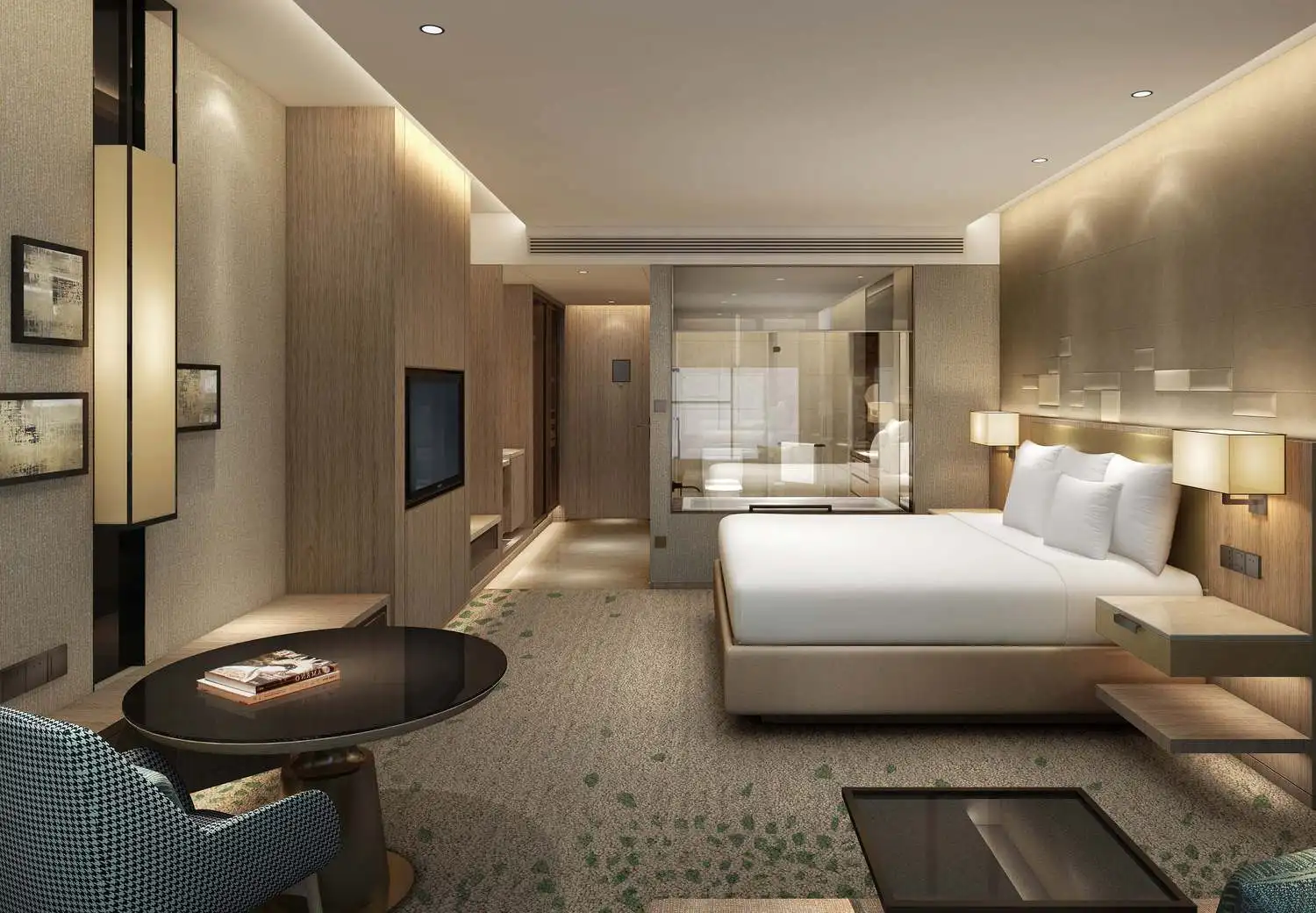 CREATION Marriott Hotel High Class Luxury Light Oak Wood Veneer Hotel Furniture For Hotel Project