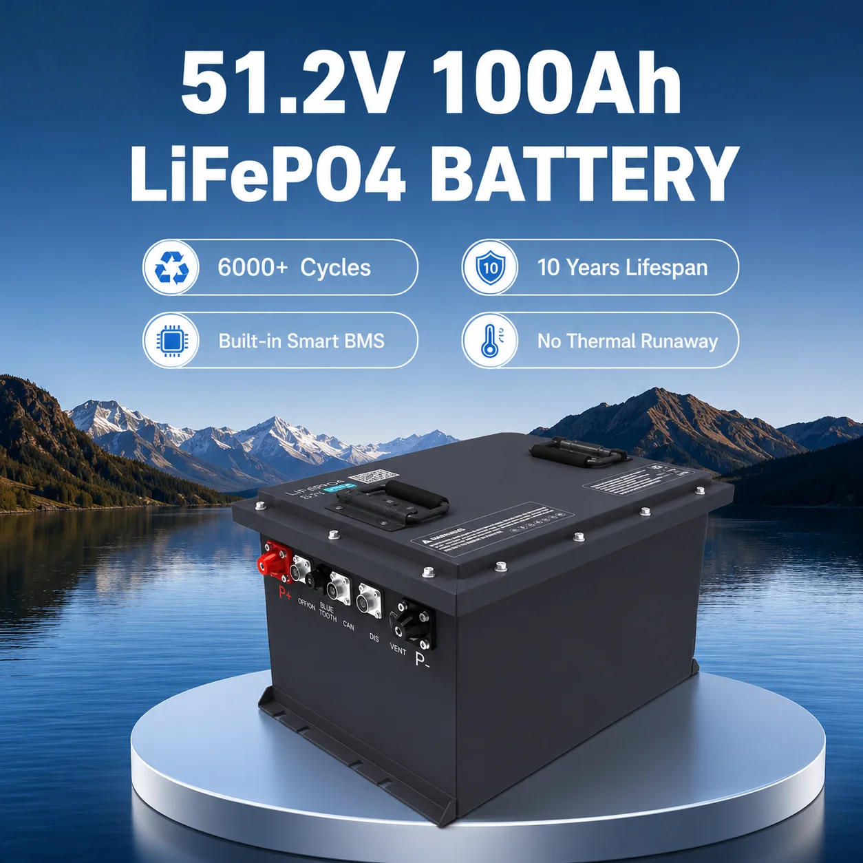 Vysokovýkonné lithiové baterie 48 V, 51,2 V, 100 Ah pro golfové vozíky s technologií Bluetooth – LiFePO4 elektrické lithiové baterie pro golfové vozíky