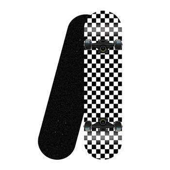 Source Professional Maple Skateboard 7 Layer Black and Checkerboard Concave Plate Double Rocker Skate Board for Beginners on m.alibaba.com