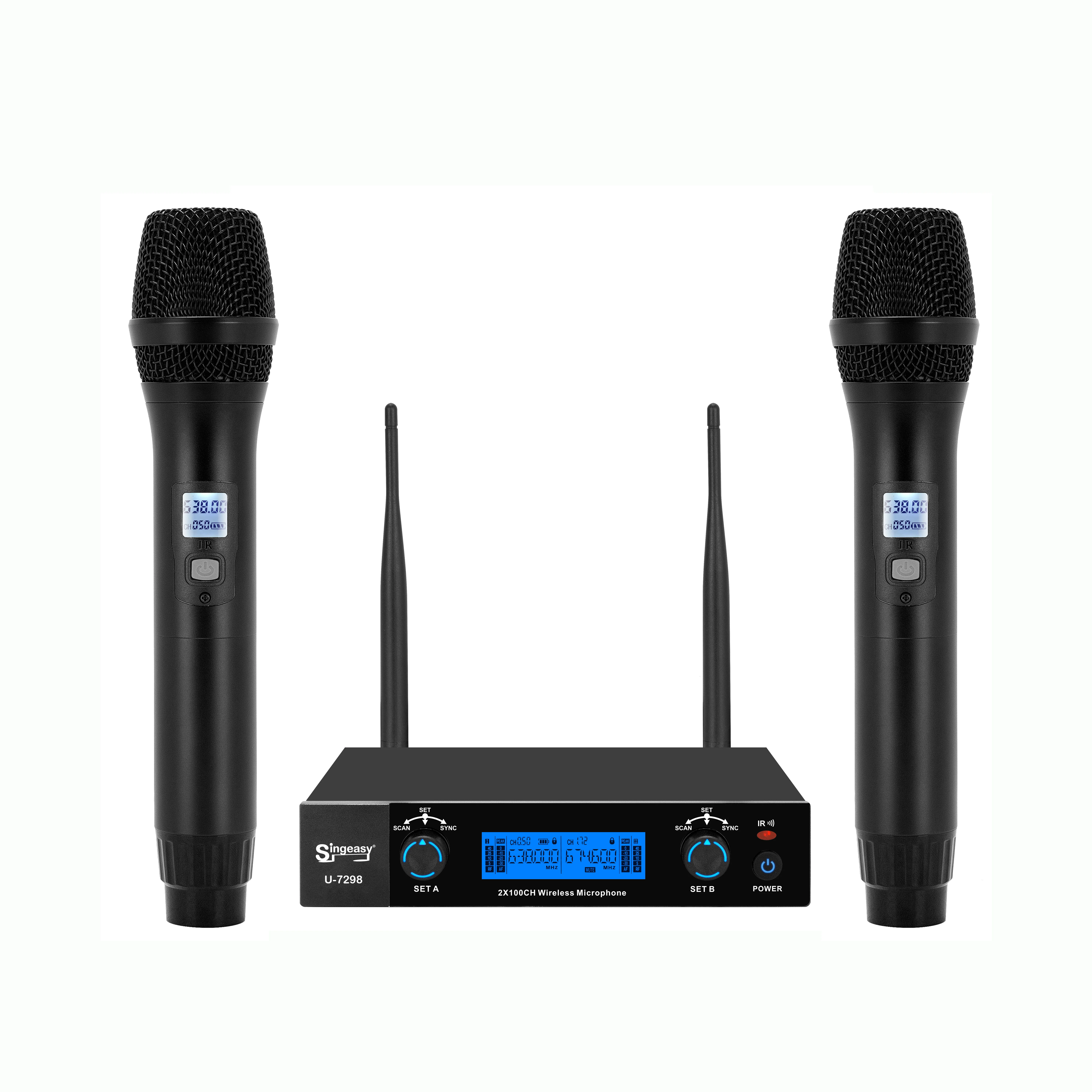 Rechargeable 200 Channels UHF Wireless Microphone U-7298 with 5v USB Charging Port