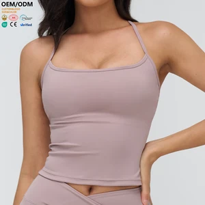 XW-EBX4518 High Quality Casual Breathable Chest Pad Racerback Fitness Exercise Sports Tank Top Women's Sleeveless Vest