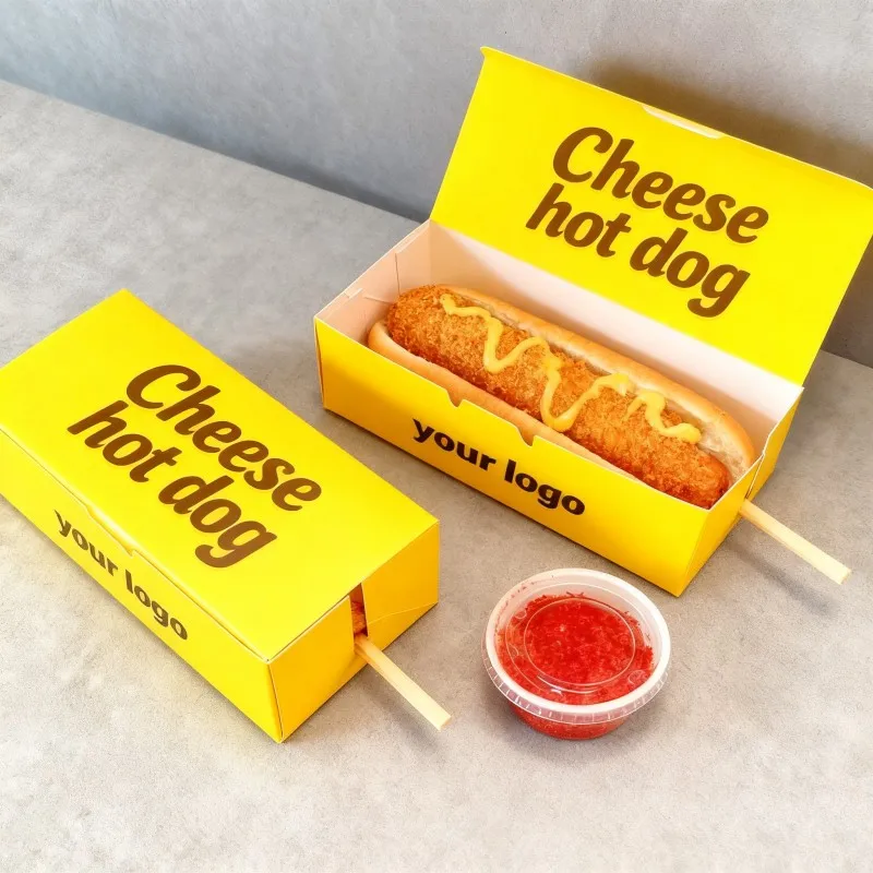 Blwch papur adnoddadwy, gwaith ar weithfa, gradd bwyd, gwerth ffatri, ar gyfer pecynio hot dog, sainwic, bwydydd cyflym, a bara