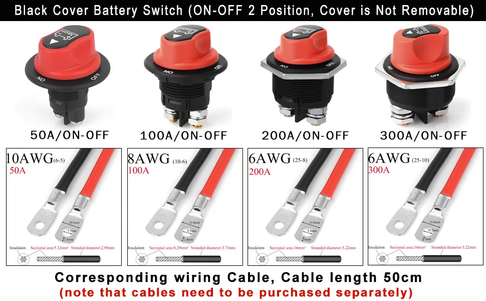200A Max 32VDC 2 Position Battery Isolator on OFF Kill Switches Battery ...