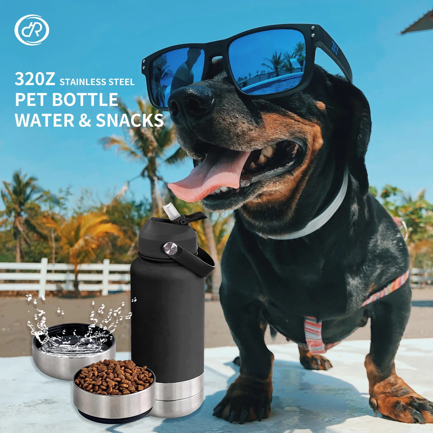 2024 Popular 24oz 32oz 64oz Portable Water Bottle Pet Feeder Travel