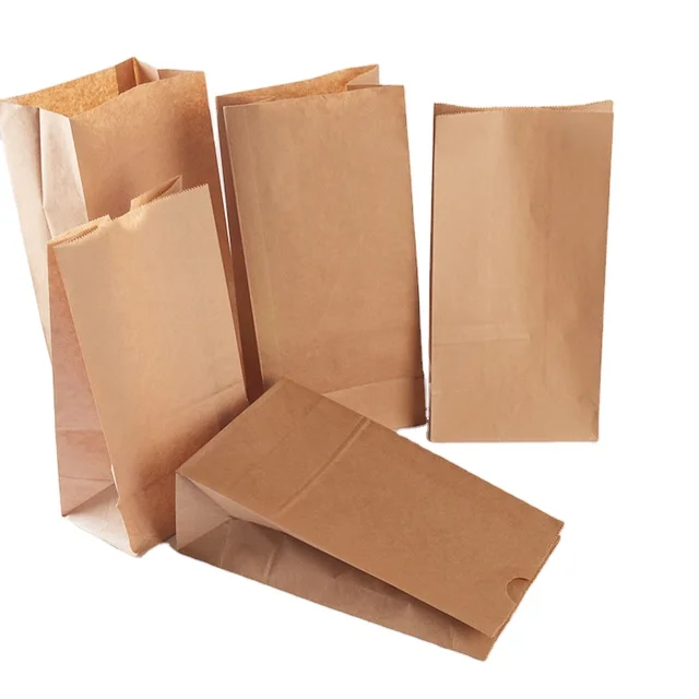 custom brown white kraft paper takeaway shopping bags without handles SOS bags are perfect for food packing