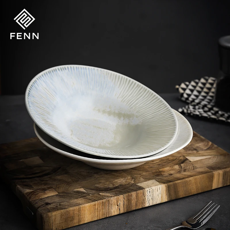 FENN Luxury Western Dinnerware Restaurant Ceramic Tableware Vintage Dining Dinner Bowls Porcelain Soup Bowl Ceramic Bowls