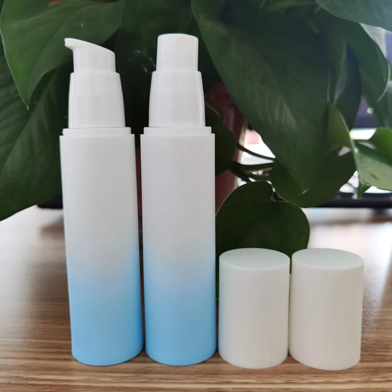 Pink Blue 15ml 30ml 50ml 80ml 100ml 120ml Cosmetic Airless Pump Spray Bottle Gradient pink Blue Refill Airless Pump Bottle
