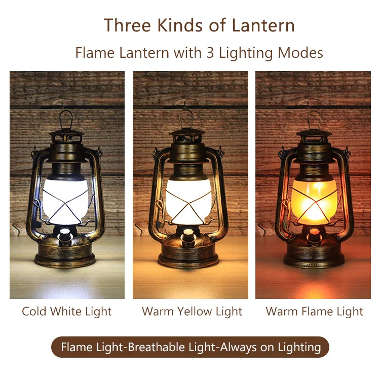 Lampe LED Vintage Camping – 2 Ampoules, Flamme Vacillante, Avec Poignée, Piles Incluses, Noir, 6,7x6x13,1 Cm