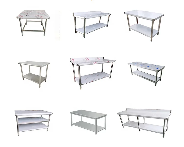 Two Tier square Leg Stainless Steel Work Table 150*60*80 Kitchen ...