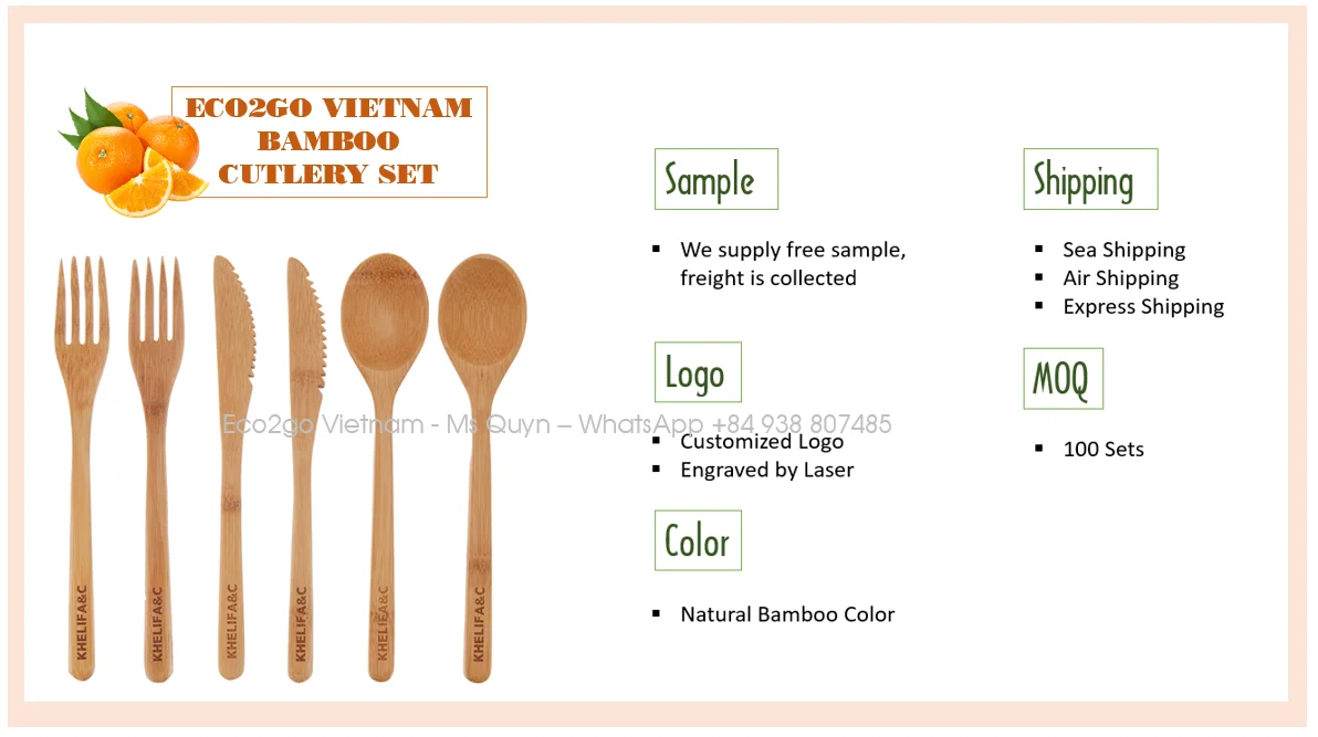 Non-toxic Eco-friendly Natural Bamboo Handle Cutlery Travel Set Free ...