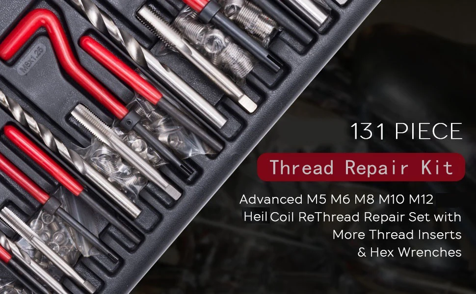 Helicoil Thread Repair Kit Rethreading M5 M6 M8 M10 M12 Spare Inserts 131 Pc 