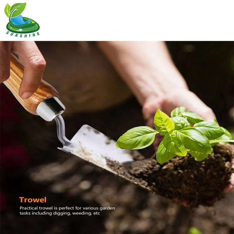 Набор профессиональных садовых инструментов из нержавеющей стали с деревянной ручкой