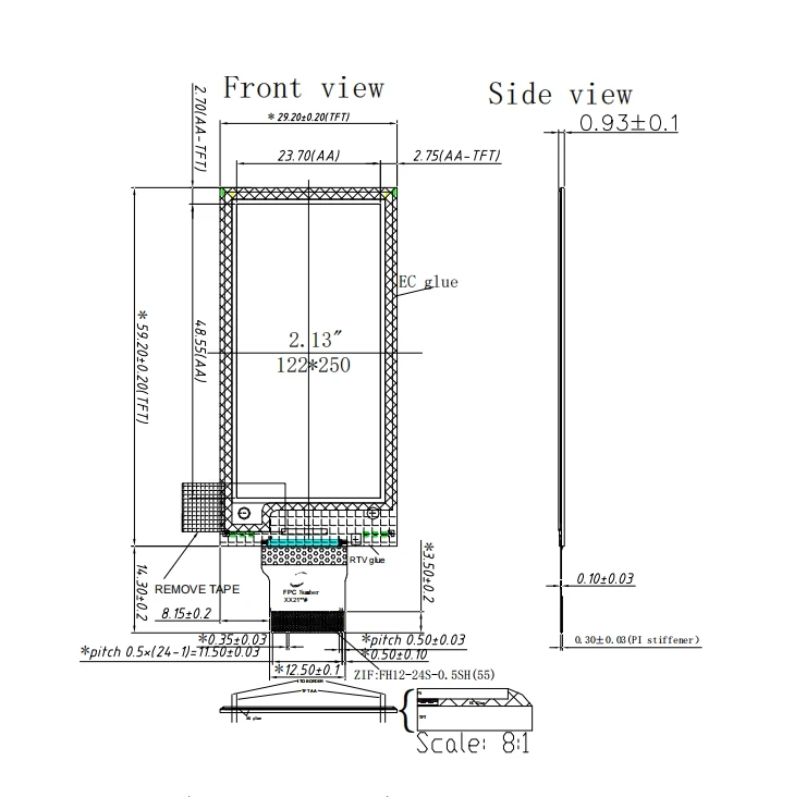 電子電子インクディスプレイ2.13インチ電子ペーパースクリーンデジタル
