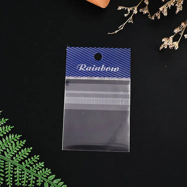 Clear BOPP PP Opp Plastic Bag with Hanging Hole White Header Pouch Cellophane Cello Gift Packing Bags Flap Card Packing Display
