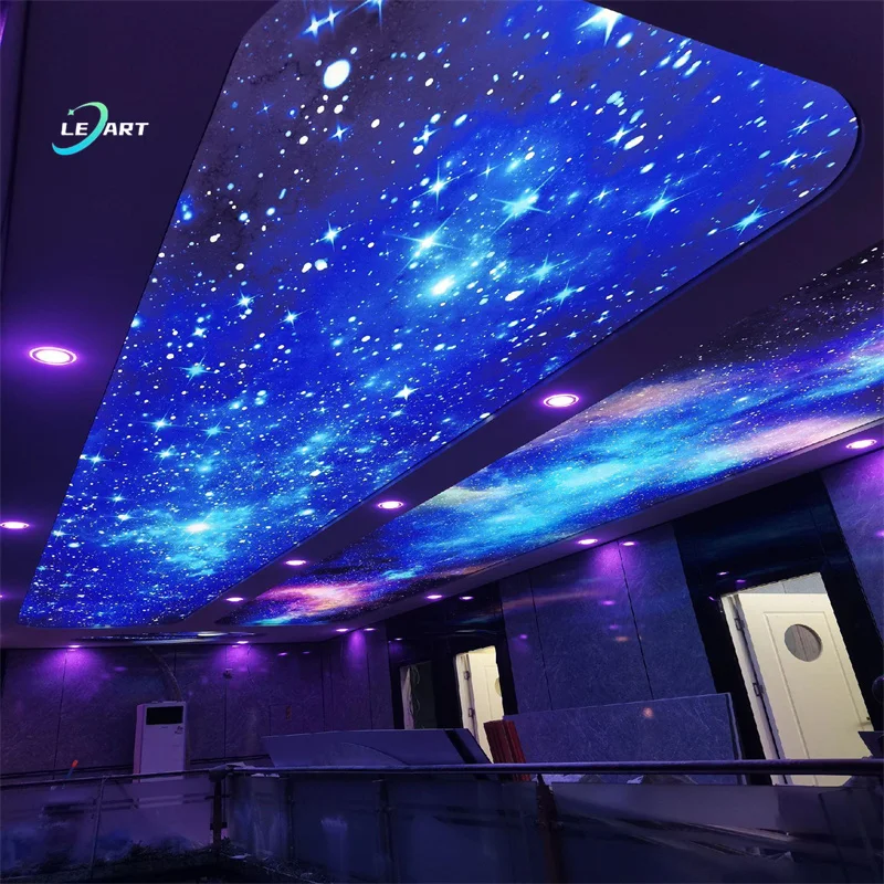 LeArt Easy Install Custom Decorative Pvc Translucent Dynamic Lightbox with Picture Stretch Ceiling