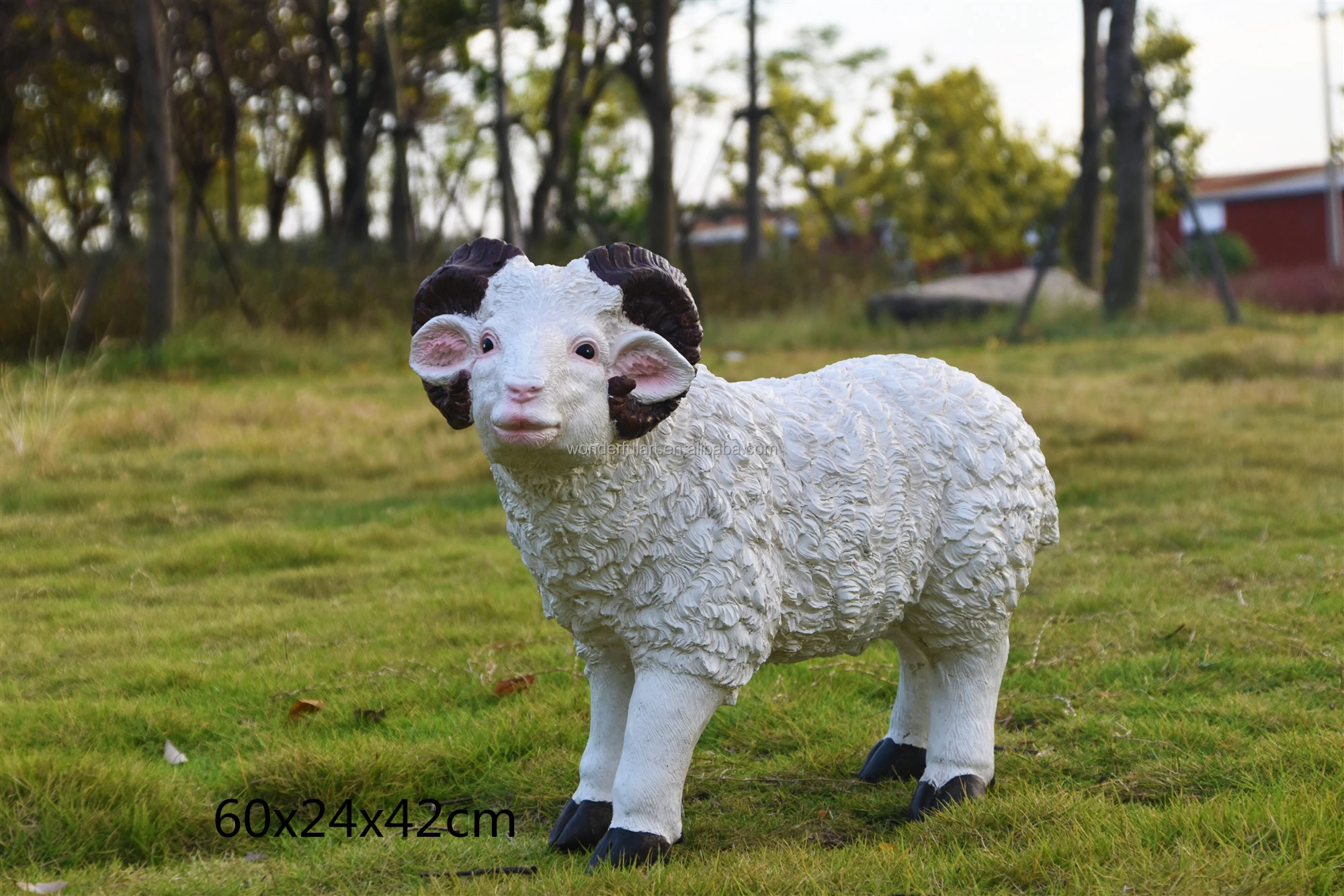 Eco Friendly Large Size Polistone Cute Farm White Sheep Statue Resin Animal Sculpture for Home Decor Outdoor Garden Decoration