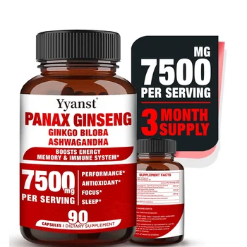 Private Label 5000Mg Panax Ginseng Capsules Support Brain Function Promotes Digestion Boost Immunity Enhances Cognitive Function