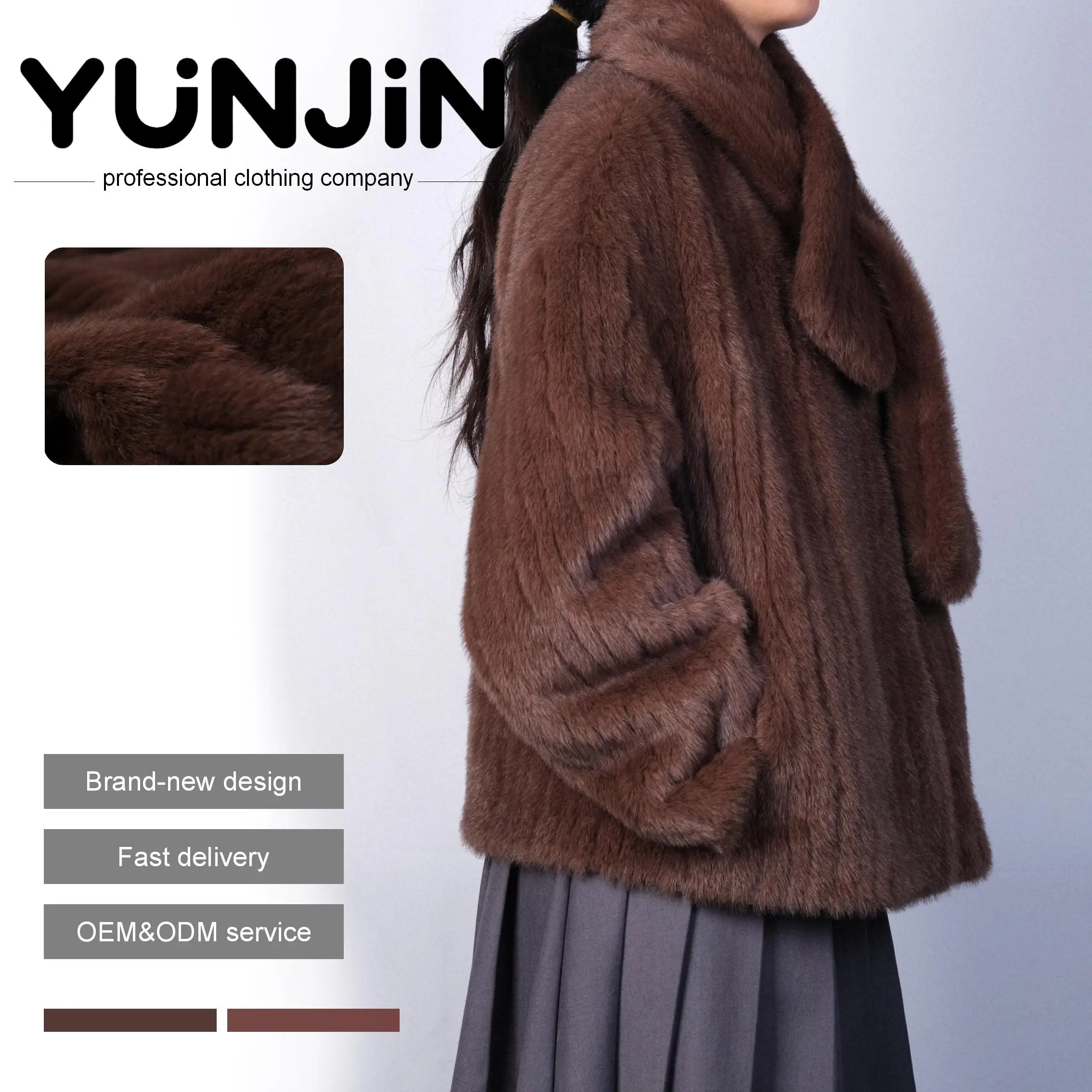 YUNJIN Women's Designer Eco-Friendly Faux-Fur Winter Jacket Soft