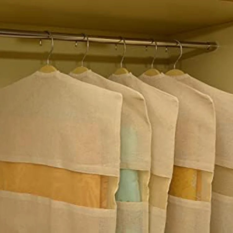 Factory BSCI Customized  100% Cotton Garment Bag T-shirt Bags With Window Storage Jackets Suits Tops Sarees Blouses Dresses