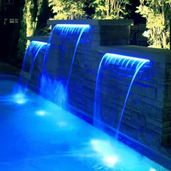 Long Lip Indoor Led Color Falls Fountain Garden Stainless Steel Sheer Water Descent Swimming Pool Wall Waterfall