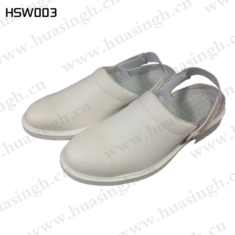 Rwh,medical Care Industry Steel Toe Insert White Safety slippers Cheap Price Anti-static Work Clogs with Adjust Heel Belt HSW003