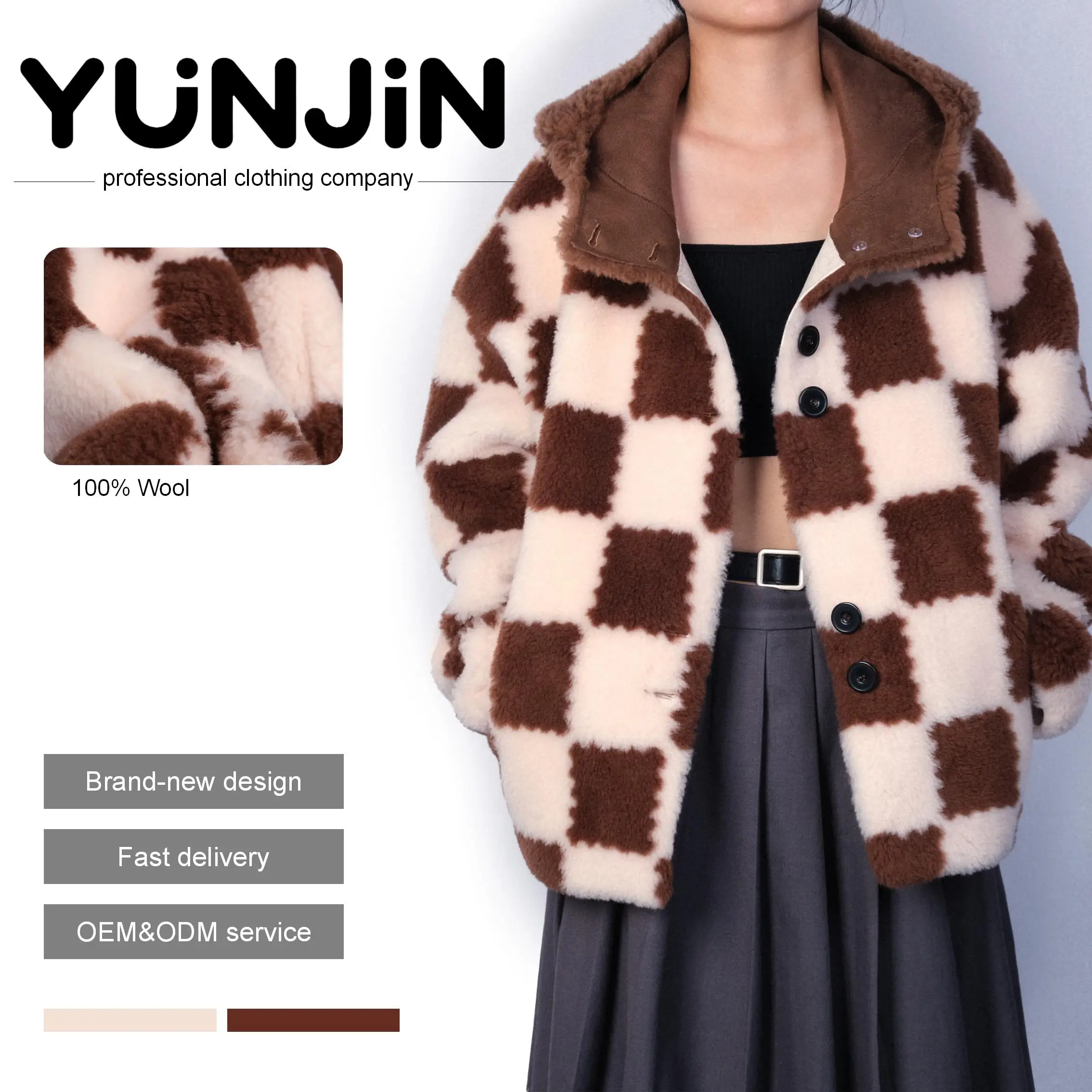 YUNJIN Original Design Women's Hooded Button Jacket -