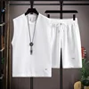 Color-blocked Vest Set (White)