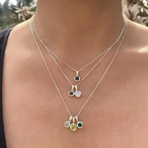 Wholesale 925 Sterling Silver Emerald Necklace with Rhodium Plating High Quality May Birthstone Charm Necklace Wholesale Jewelry