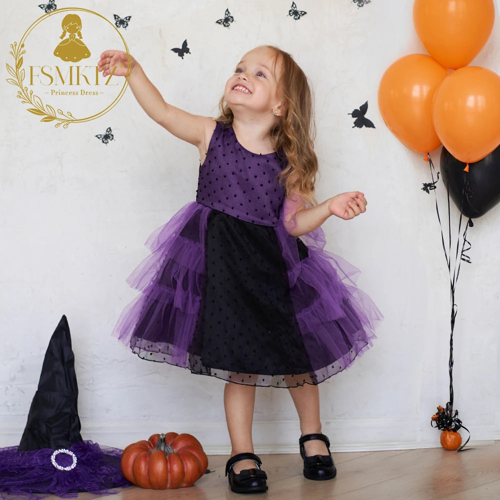 IEFiEL Kids Girls Polka Dots Bowknot Tutu Mesh Dance Dress Princess Birthday Party Outfit