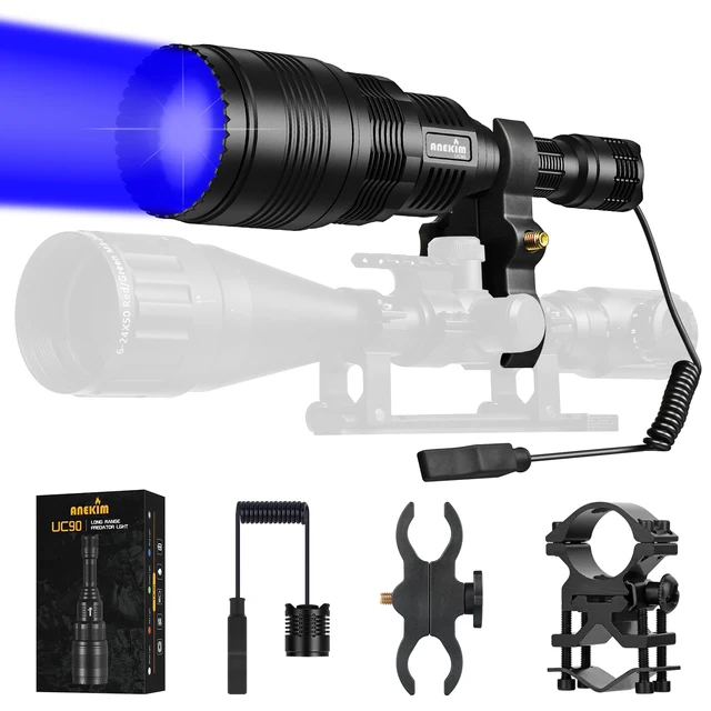 ANEKIM UC90 Blue Hunting Light Kit, Predator Light for Tactical Flashlight for Hog Coyote and Varmint Night Hunting