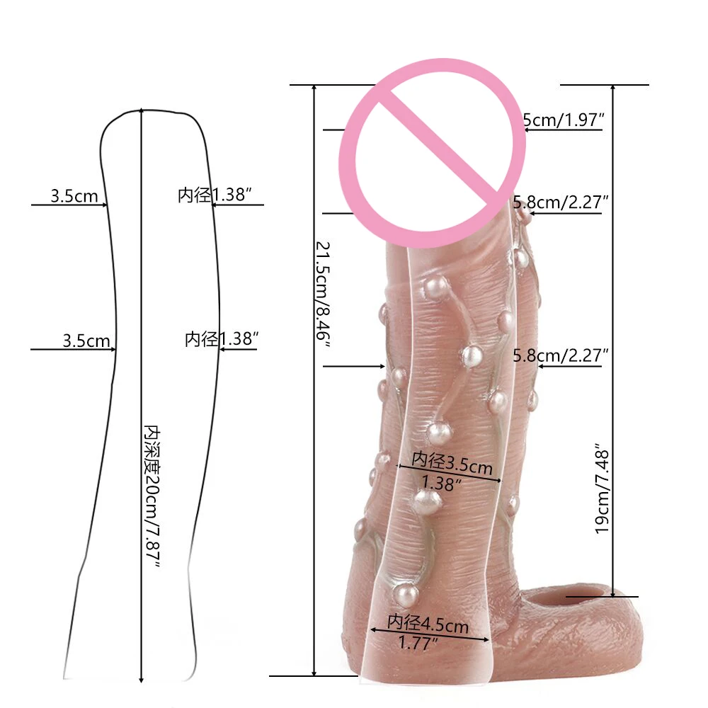 SXXY Particle Friction Condom Realistic Penis Sleeve Couple Sex Pleasure Silicone Sheath Penis Sleeve Hollow Dildo Sex Toys