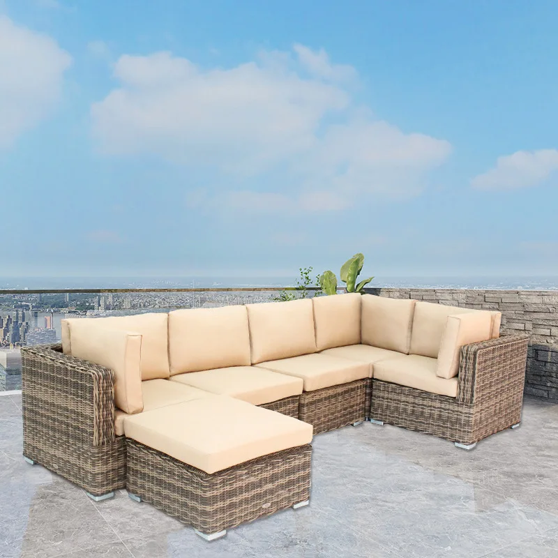Outdoor Leisure Sofa Pe Vine Environmental Waterproof Restaurant Sofa