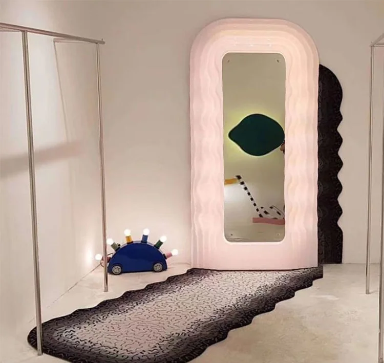 2024 Wholesale Indoor Home Diy Decoration LED Mirror Shop Decoration Home Decoration Floor Mirror Creative Wave LED Mirror