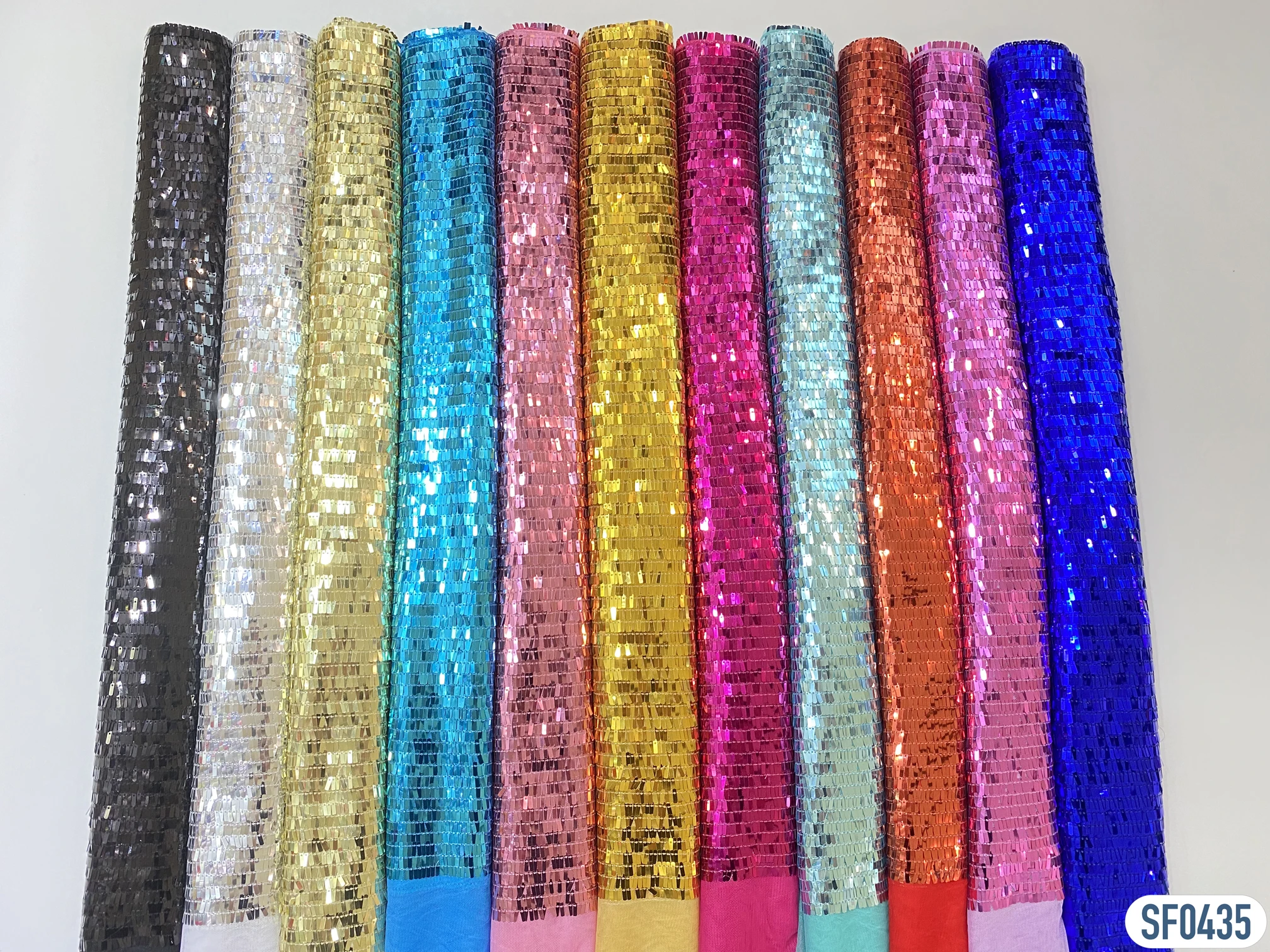 Eco-Friendly Sparkly Reversible Sequin Lace Fabric for Wedding Dress Custom Mermaid Fish Scale  Tulle Fabric