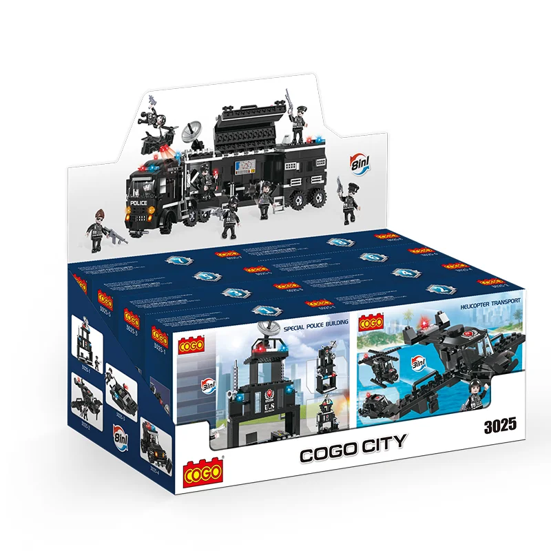 COGO 8 in 1 Police Building Blocks Set Educational Toy Assembling Brick Toys With Mini Figures