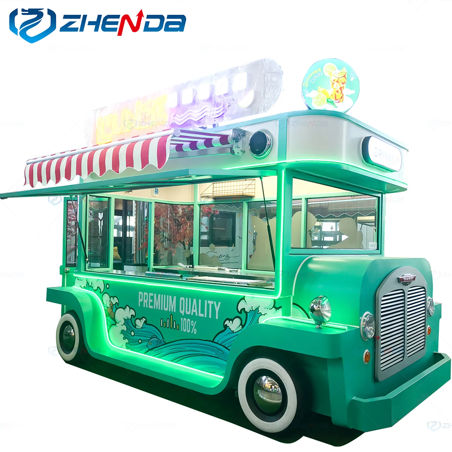 Ice Cream Food Truck Trailer With Ice Cream Making Machine Hot Dog Food Vending Cart Food Truck