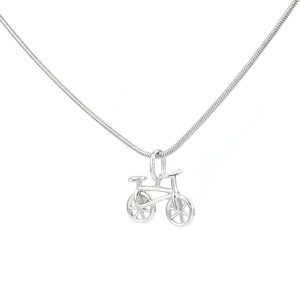 Keiyue 925 Sterling Silver Bicycle Shaped Necklace for Men 18K Gold Plated Romantic Engagement Gift with Pendants or Charms