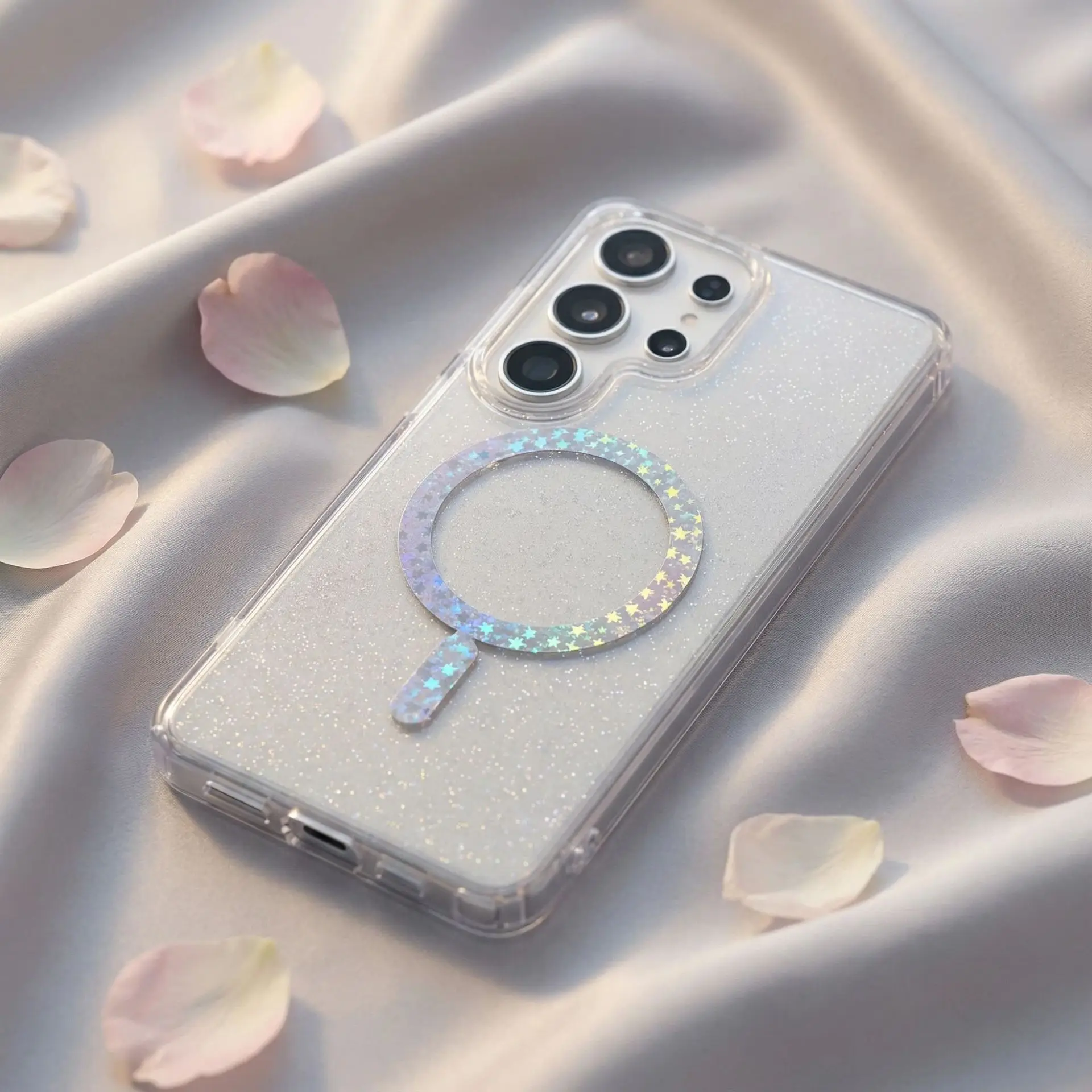 Factory Direct Laser Glitter Magnetic Ring Case for Samsung Galaxy S26 Ultra S25 S24 Transparent IMD PC TPU Protective Cover
