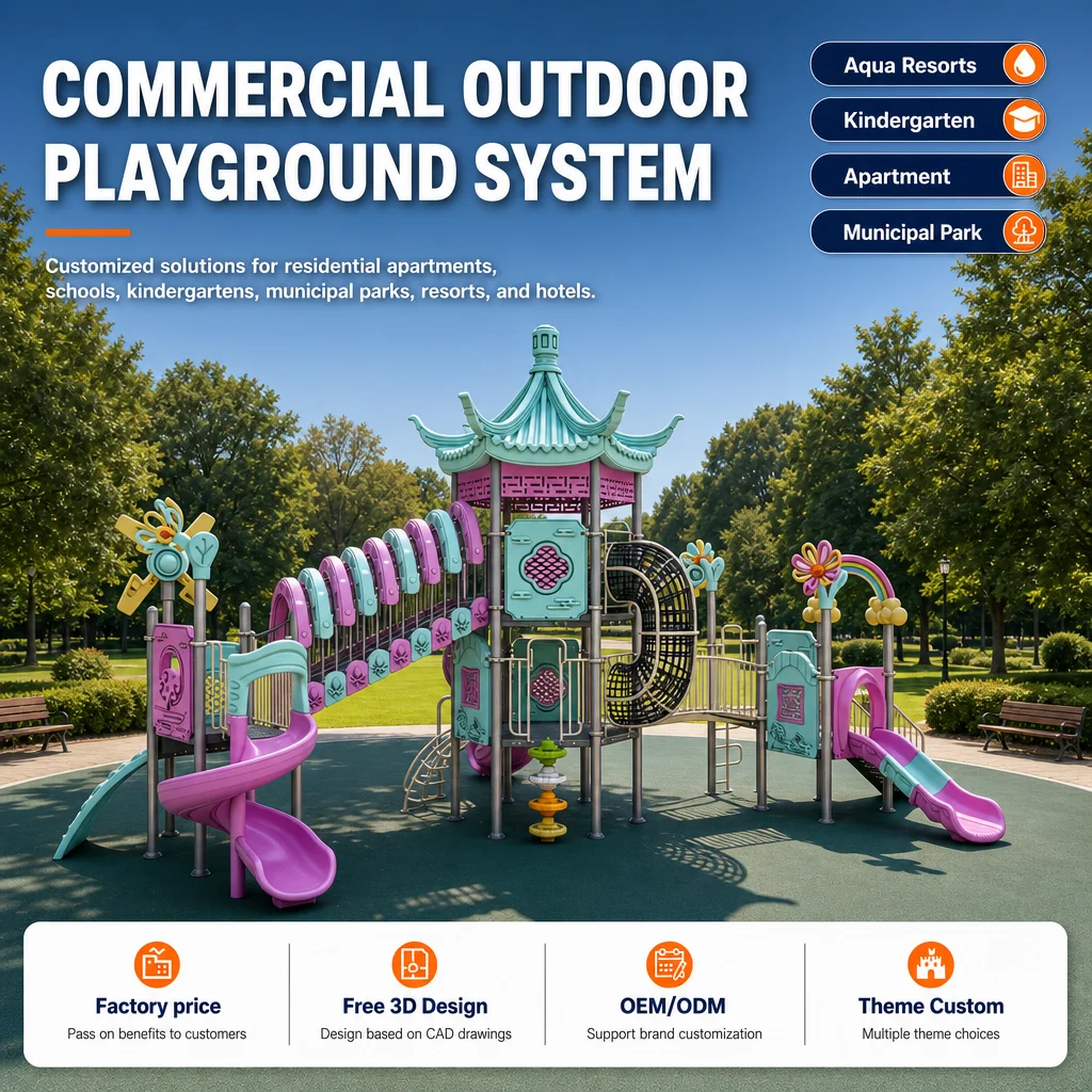 Space Outdoor Playground Equipment Kids Climbing Frame Slide Swing Set School Galvanized Steel CE CPC ASTM Certified OEM Safe