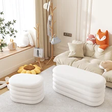 Home Furniture Storage Ottoman Teddy Fabric Footstool Bed End Bench