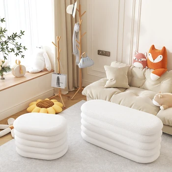 Home Furniture Storage Ottoman Teddy Fabric Footstool Bed End Bench
